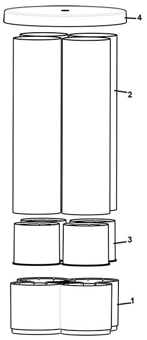 4 columns cups turret